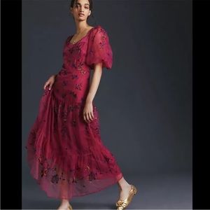 Anthropologie NWT Let Me Be Embroidered
Maxi Dress Size S.